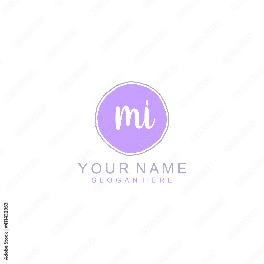 MI Initial handwriting logo template vector