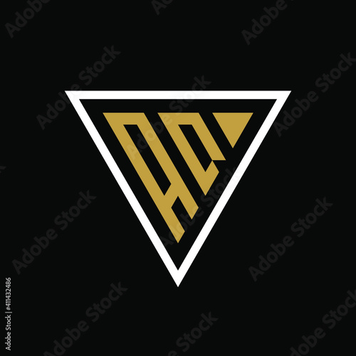 Initial letter AQ triangle logo design