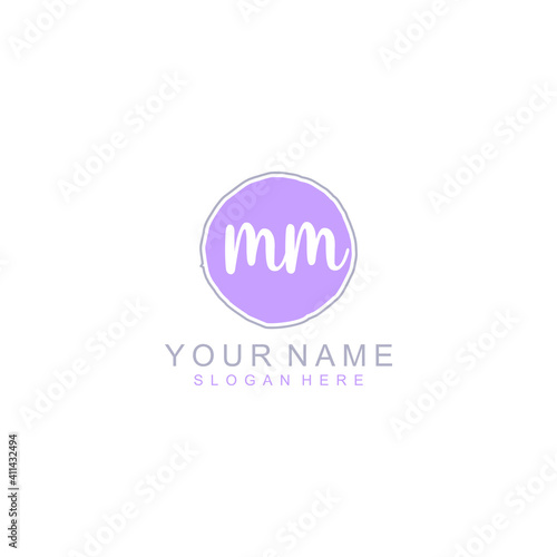 MM Initial handwriting logo template vector