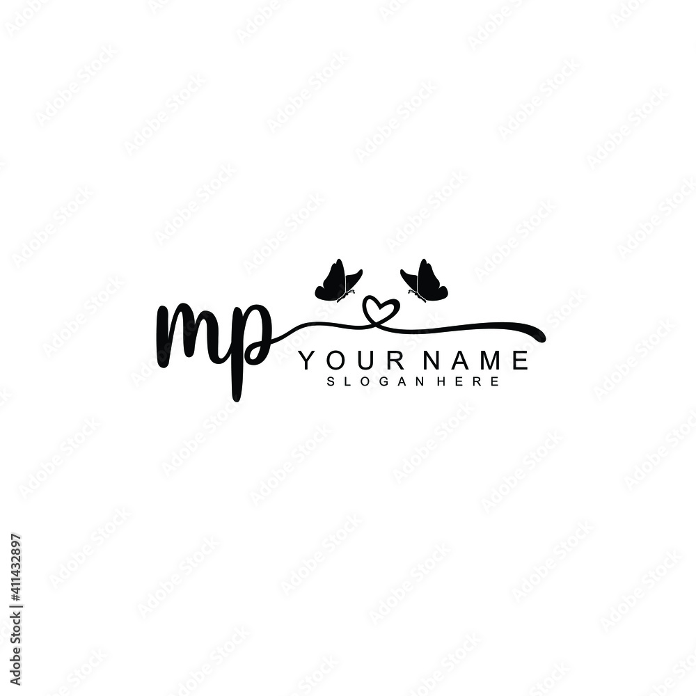 MP Initial handwriting logo template vector MP Initial handwriting logo template vector