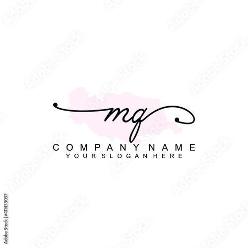 MQ Initial handwriting logo template vector