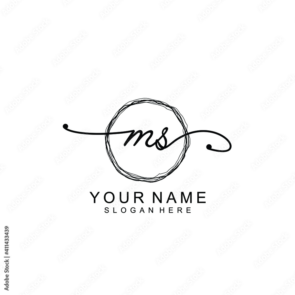 MS Initial handwriting logo template vector MS Initial handwriting logo template vector