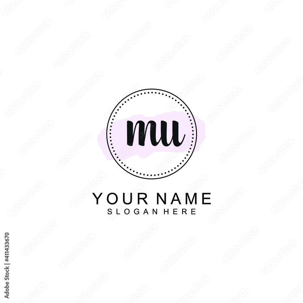 MU Initial handwriting logo template vector