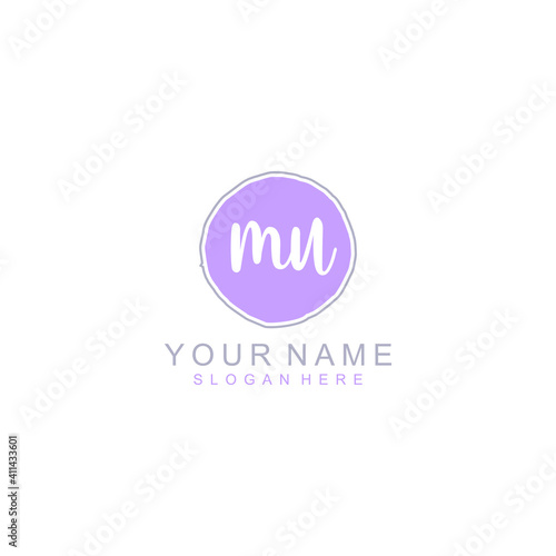 MU Initial handwriting logo template vector