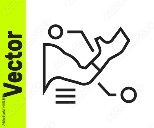 Black line Prosthesis hand icon isolated on white background. Futuristic concept of bionic arm, robotic mechanical hand. Vector.