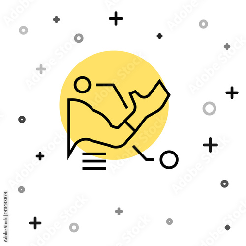 Black line Prosthesis hand icon isolated on white background. Futuristic concept of bionic arm, robotic mechanical hand. Random dynamic shapes. Vector.