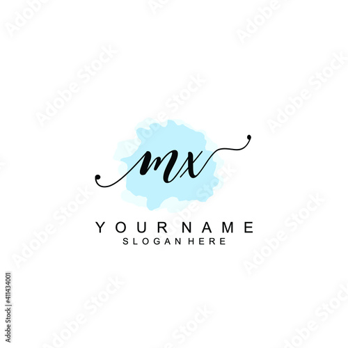 MX Initial handwriting logo template vector