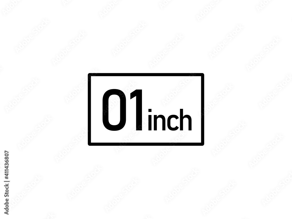 1 inches icon vector illustration, 1 inch size