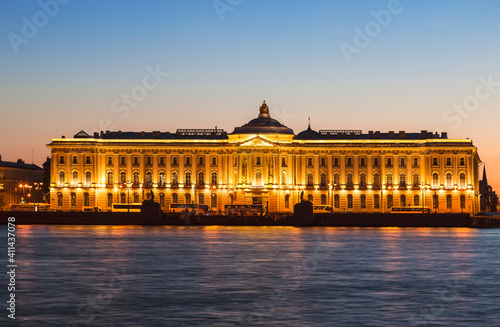 Night view of St Petersburg. Building of Academy of Arts.