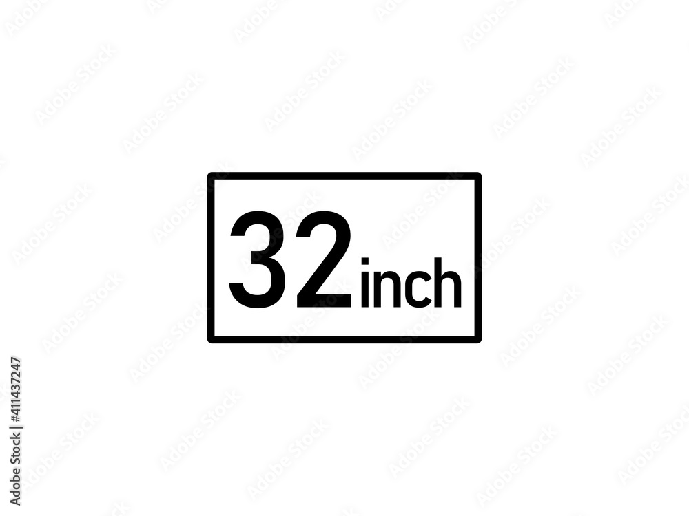 32 inches icon vector illustration, 32 inch size