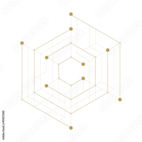 Abstract geometric hexagon. Lines minimalistic design.
