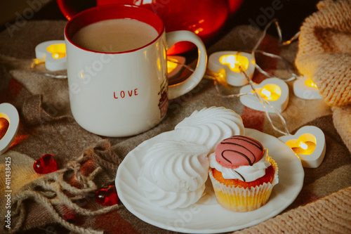 cup of coffee and cookies photo