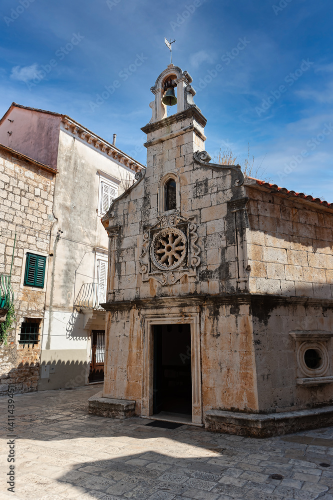 Fototapeta premium Church of Saint John in town Jelsa on island of Hvar, Croatia