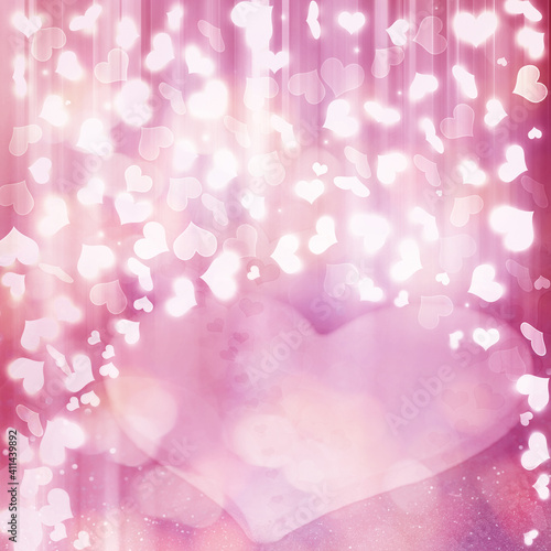 Abstract heart bokeh bright background with panetone pastel tones