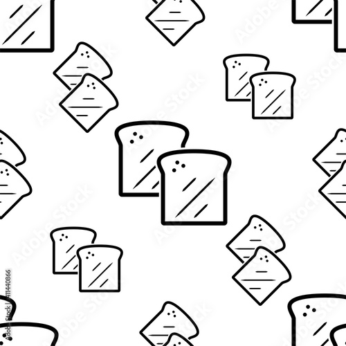 Bread Toast Icon Seamless Pattern, Toast Icon, Loaf Slice Icon