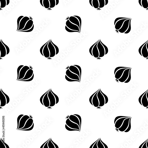 Garlic Icon Seamless Pattern, Common Seasoning Vegetable Icon