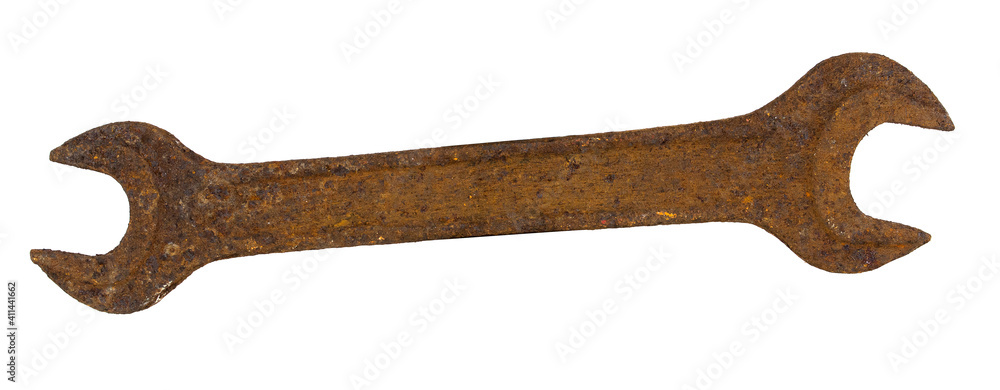 Rusty wrench isolated on white background Rusty wrench isolated on white background