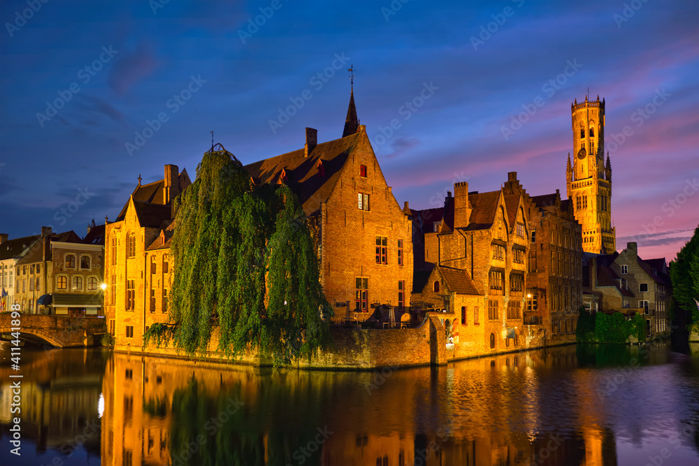 Famous view of Bruges, Belgium