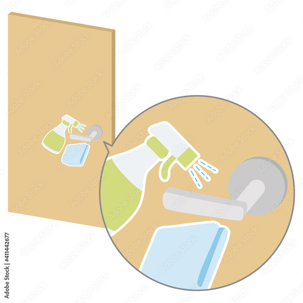 ドアノブをスプレーで消毒するイラスト Stock Vector Adobe Stock ドアノブをスプレーで消毒するイラスト Stock Vector Adobe Stock