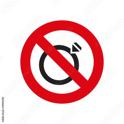 No jewelry  icon, color, line, outline vector sign, linear style pictogram isolated on white. Symbol, logo illustration