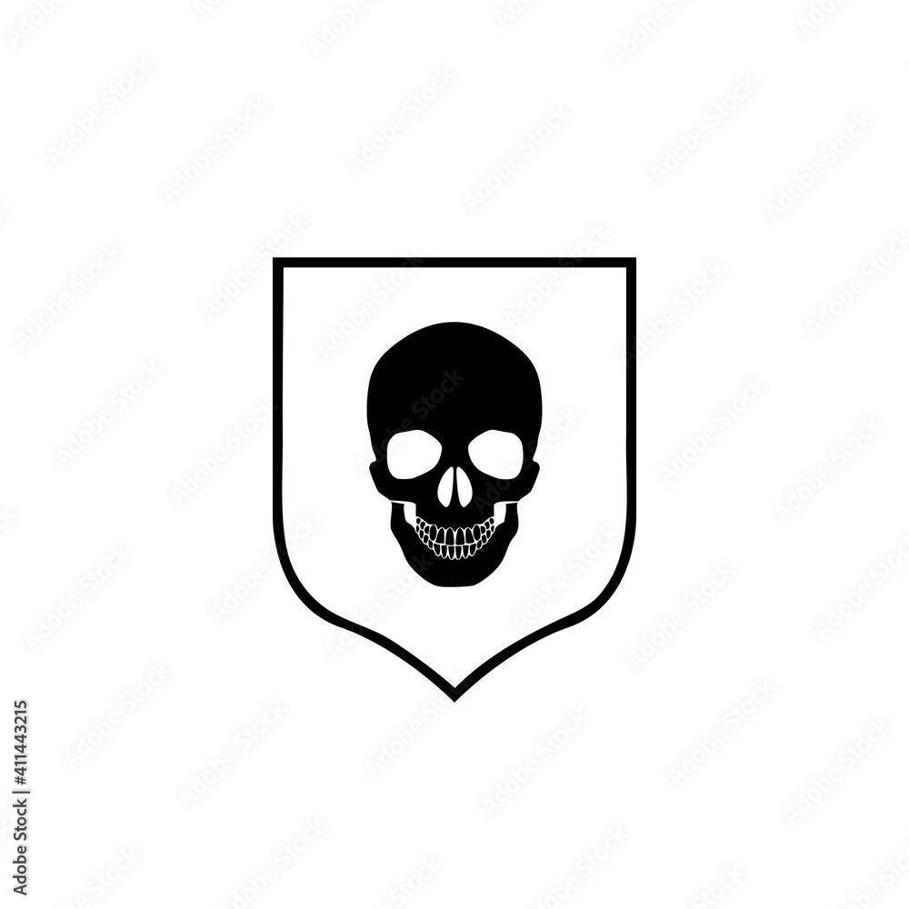Shield Skull Icon Illustration Design isolated on white background Shield Skull Icon Illustration Design isolated on white background