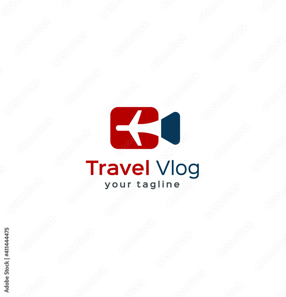 Travel vlog vector logo design Travel vlog vector logo design