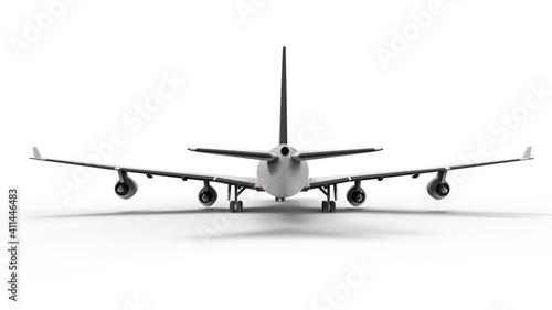 3D rendering - back view airplane