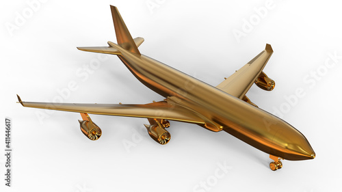 3D rendering - golden airplane award 