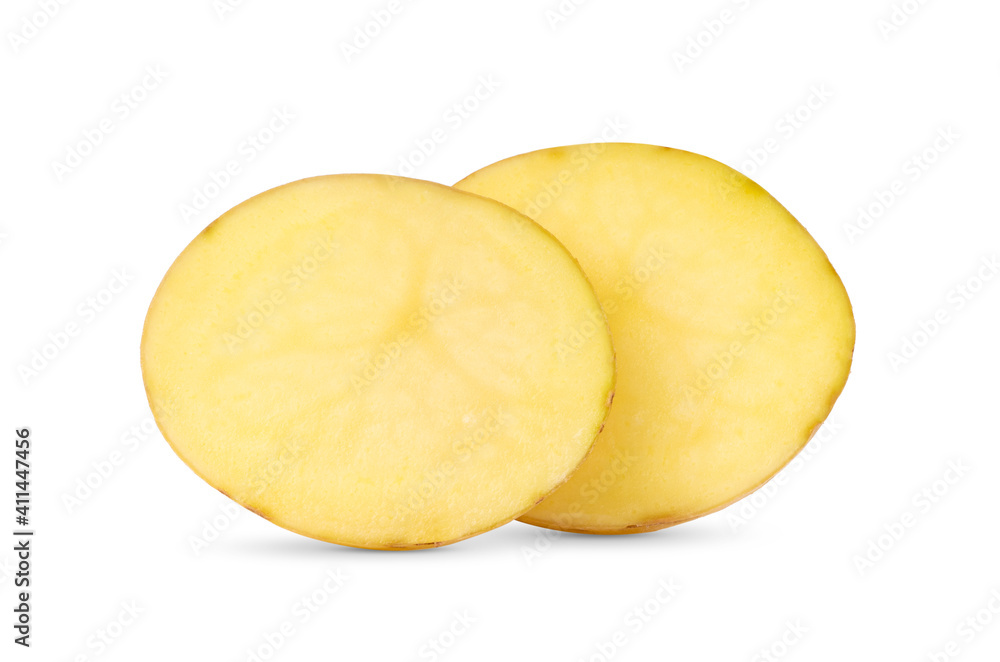 potato slice on white background