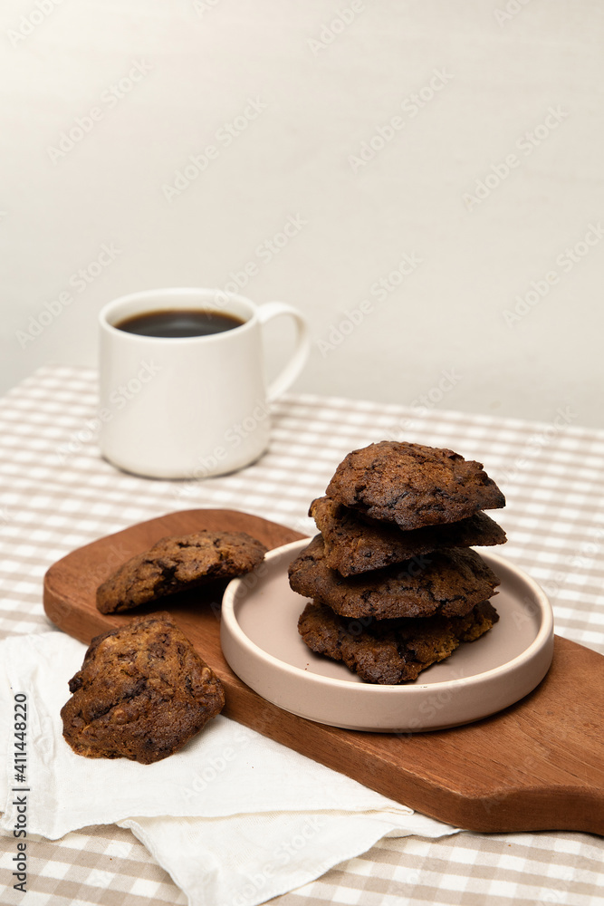 Fototapeta premium homemade cookies with a cup of coffee