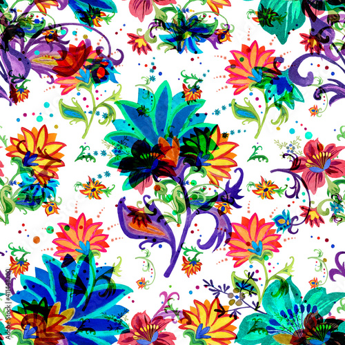 seamless abstract fantasy floral pattern