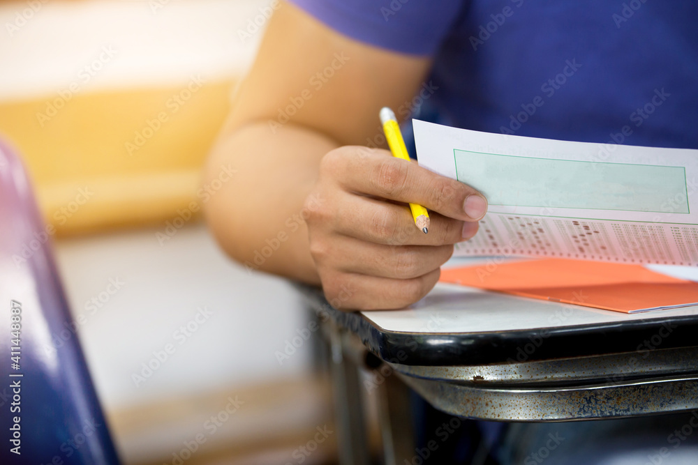 Foto Stock high school,university student study.hands holding pencil