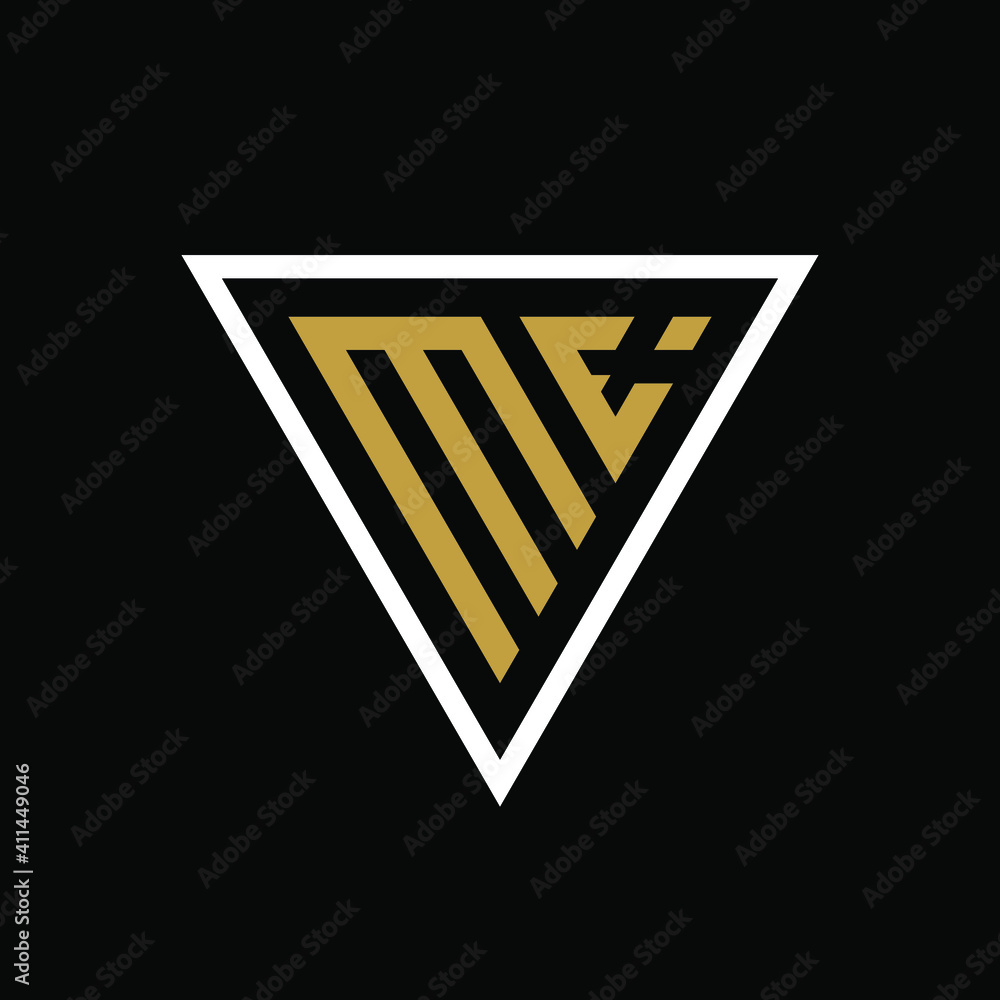 Initial letter ME triangle logo design Initial letter ME triangle logo design