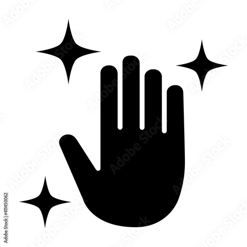 Clean disinfected or sanitized hands flat vector icon for apps and website
