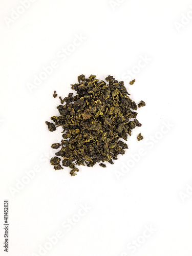 milk oolong. milk oolong tea on white background top view