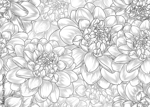 Fototapeta Naklejka Na Ścianę i Meble -  Seamless pattern with dahlia flowers