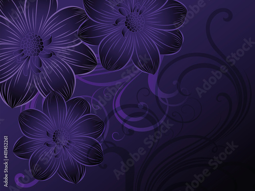 Abstract floral pattern with flowers dahlias.