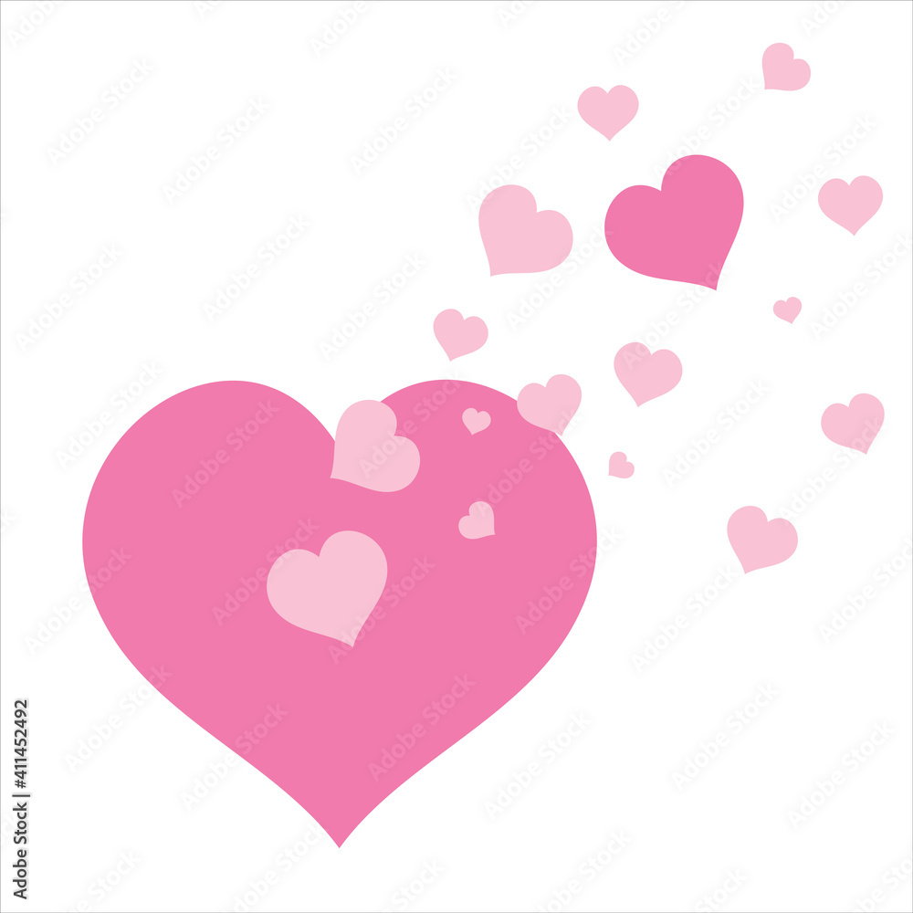 Vector illustration of heart with small hearts. Symbol of love and Valentine's Day.