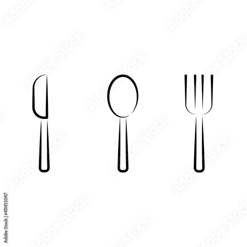 Outline design of knives  spoons   forks  Vector of tableware   Cutlery
