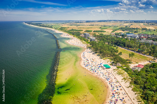 Aerial view of beach in Darlowko at the Baltic Sea, photo