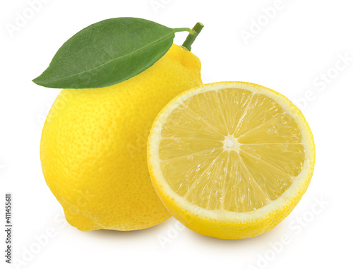lemon fruit and sliced isolated on white background,Juicy lemon.