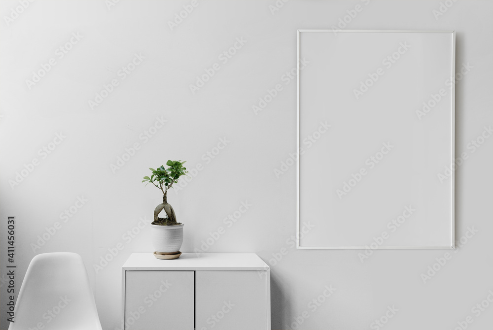 Interior of a room with blank frame Interior of a room with blank frame
