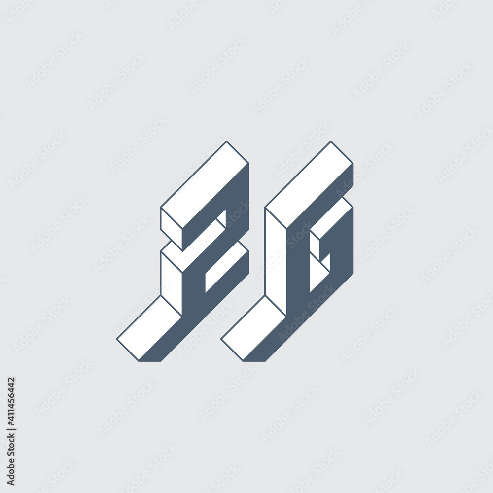Three-dimension letters Z and G. Isometric 3d font for design. ZG or 2G - monogram or logotype. Volume alphabet. Three-dimension letters Z and G. Isometric 3d font for design. ZG or 2G - monogram or logotype. Volume alphabet.