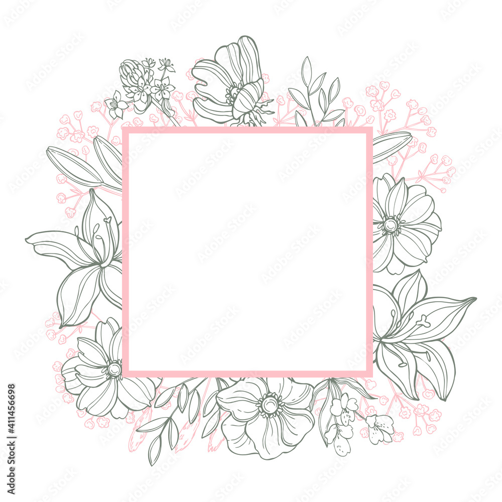 Floral frame. Vector  illustration.