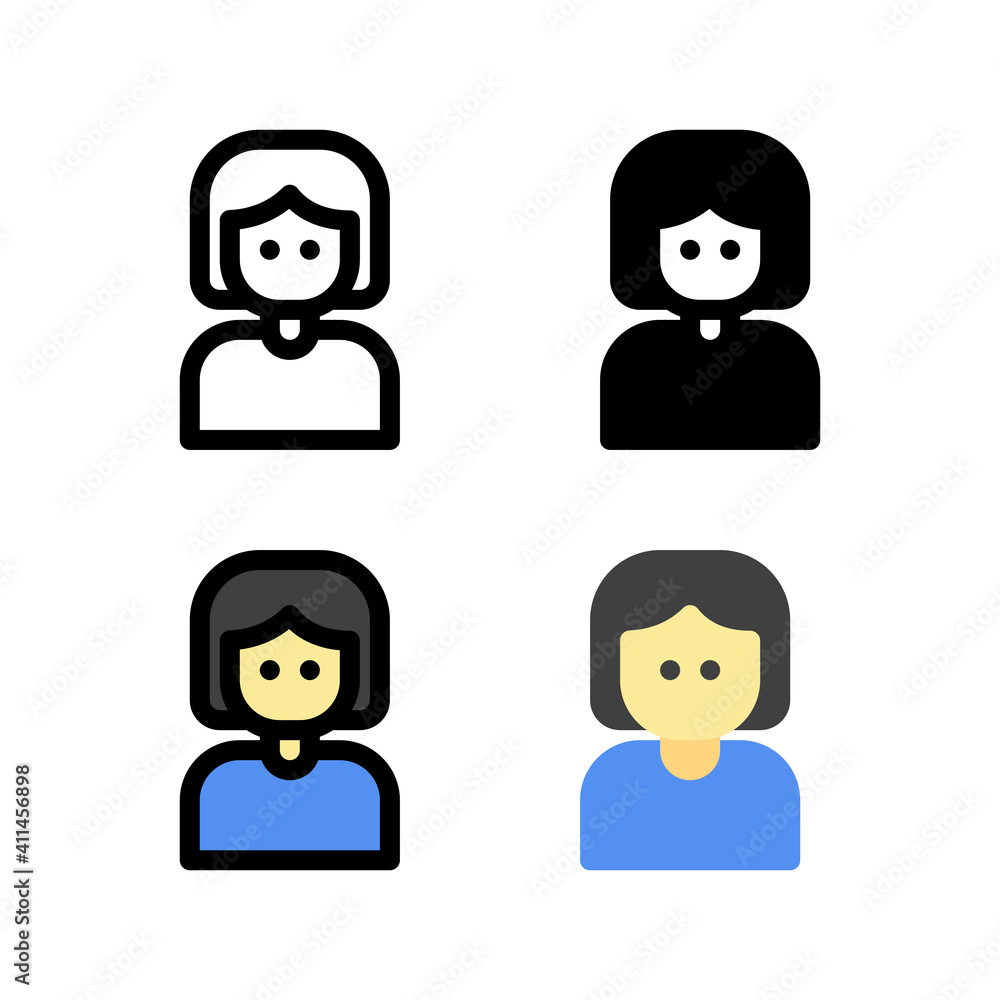 Female User Avatar Profile Icon, Logo, and illustration Female User Avatar Profile Icon, Logo, and illustration