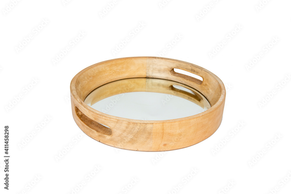 decorative wooden tray isolated on white decorative wooden tray isolated on white