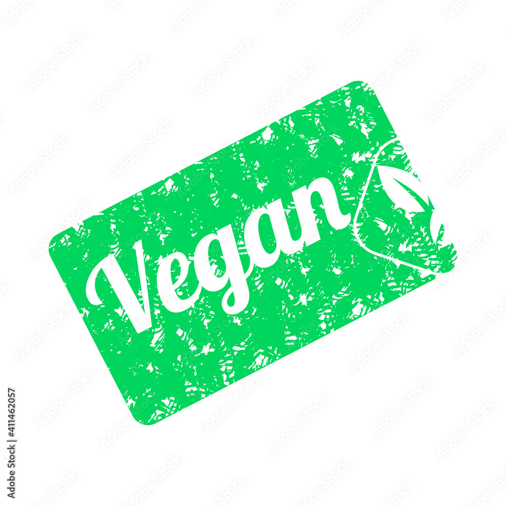Vegan product stamp. Logo design. Green vegan product stamp for lifestyle design