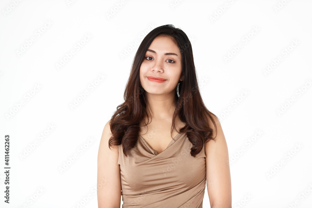 Portrait of a young teen Asian woman with black long hair on white background Portrait of a young teen Asian woman with black long hair on white background