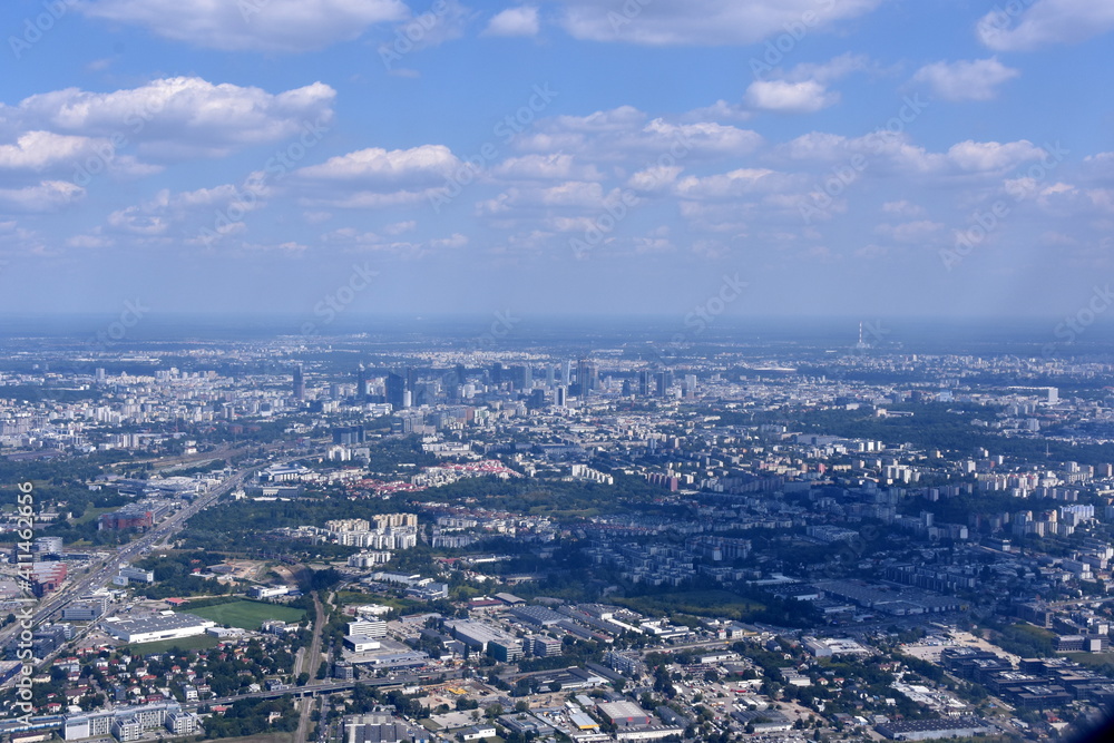 Warsaw, the capital of Poland, a panorama from the air