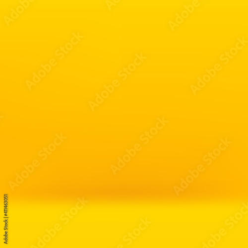 Empty Yellow Studio Background With Gradient Mesh, Vector Illustration.